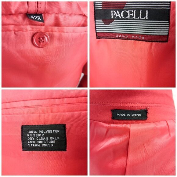 Pacelli Uomo Moda 42R 5 Button Red 2pc Suit 35x31 Pleated - Picture 9 of 16